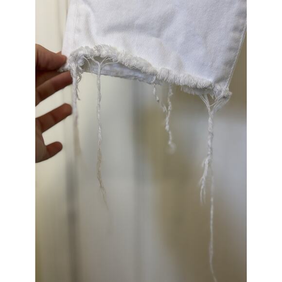 Paige Cindy Crop White Denim Jeans Raw Hem High Rise Size 26 Stretch - Picture 5 of 6